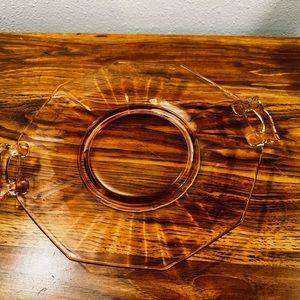 Pink Depression Glass Vintage 10.5" Octagon Platter With Handles